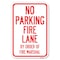 Signmission Fire Lane by Order of Fire Marshal Heavy-Gauge Aluminum Sign, 12" x 18", A-1218-23998 A-1218-23998 - alternate 1